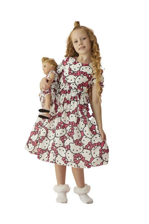 Hayati Girl Hello Kitty Dress Face Pattern 7-8Y