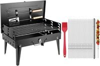Outdoor Folding Charcoal BBQ Grill with Accessories, Portable Box Type Barbecue Grill