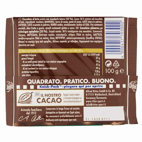 Ritter Sport Whole Almonds Chocolate 100g