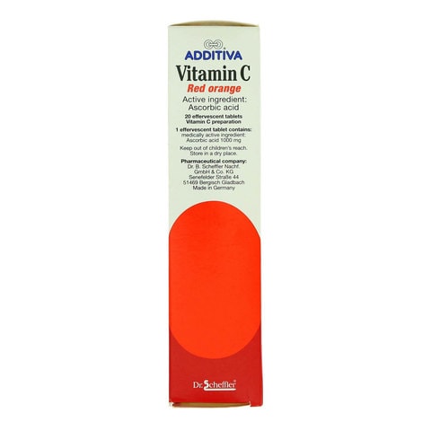 Additiva Vitamin C Red Orange Flavoured Effervescent 20 Tablets
