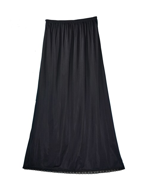 Full Length Soft inner Skirt Silk 100% with Elasticised Waistband Small Lace Women Black L