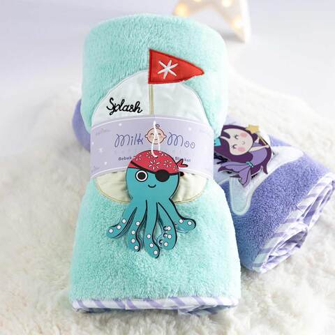 Milk&amp;Moo Sailor Octopus Baby Blanket, 100% Oeko-Text Certified Receiving Blanket For Babies, Ultra Soft Infant Blanket For Stroller &amp; Travel, Colorful &amp; Plush Animal Blanket For Baby Girls &amp; Baby Boys