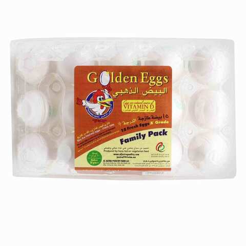 Al Jazira Golden Eggs Medium White 15 PCS
