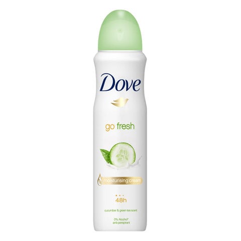 Buy Dove Go Fresh Cucumber And Green Tea Moisturizing Cream Antiperspirant Spray 150ml in Kuwait