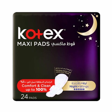 Kotex Night Wings Maxi Sanitary Pads With Wings White 24 count