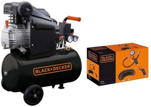Buy BLACK+DECKER Air Compressor With 24L Tank + 6 pcs Air Tools Kit -  BD205/24 + KIT-6 Online - Shop Automotive on Carrefour UAE