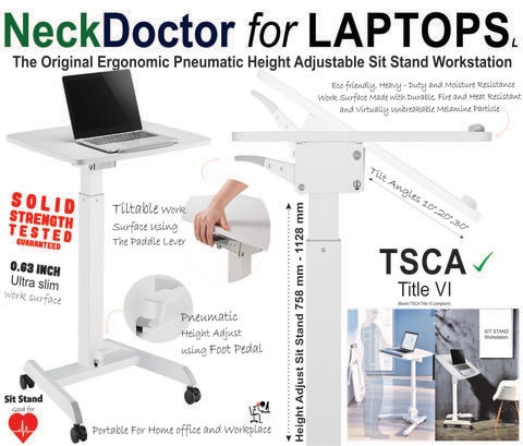 NeckDoctor for LAPTOPS-L | Height Adjustable Ergonomic Laptop Stands, Standing Desk