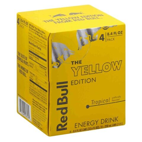 Red Bull The Yellow Edition Energy Drink  With Tropical Fruit 250ml Pack of 4