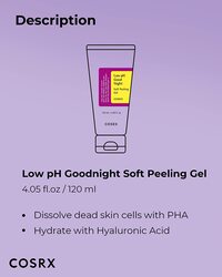 Cosrx Low Ph Good Night Soft Peeling Gel, 4.05 Fl OZ / 120ml, Mildly Exfoliating Pha, Skincare For Sensitive Skin With Natural Cellulose, Radiating, Cleansing