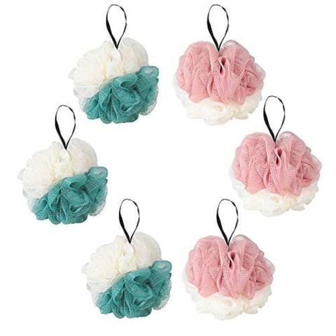 اشتري Creativee Bath Puff Mesh Brush Soft Ball Extra-Dense Shower Loofah Sponge Body Exfoliate Pouf 6 Pack في الامارات