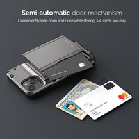 VRS Design Damda Glide PRO designed for iPhone 13 case cover wallet [Semi Automatic] slider Credit card holder Slot [3-4 cards] - Metal Black