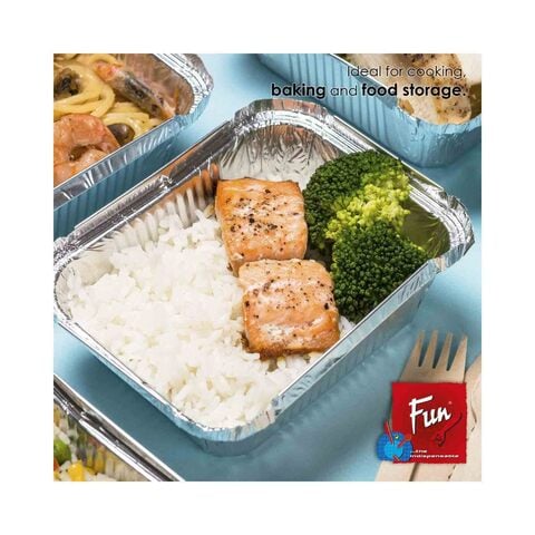 Fun Aluminium Food Container With Lid Silver 1.98L 10 PCS