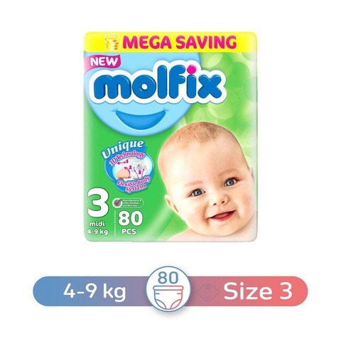 Dolar göz kamaştırıcı yüzgeç  Buy Molfix Baby Diapers with Unique 3D Technology, Midi, Size 3 - 80  Diapers Online - Shop Baby Products on Carrefour Egypt