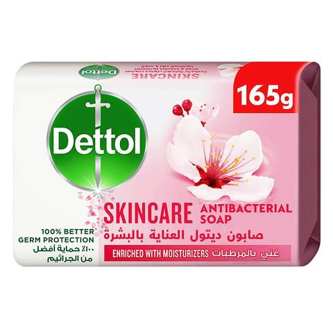 Dettol Skincare Anti-Bacterial Bathing Soap Bar  Rose &amp; Sakura Blossom Fragrance, 165g