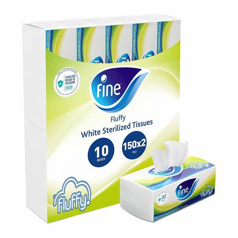 Fine fluffy facial tissues 150 sheets x 10