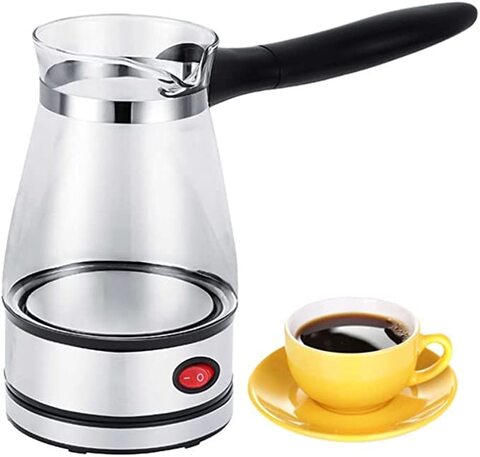 Jinqiuyuan Portable Coffee Maker, 500ml Pot Home Electrical Turkish Greek  Coffee Kettle Heat Resistant Clear Glass + Stainless Steel price in UAE,  UAE