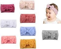 6 Pcs Baby Girls Bowknot Headbands Elastic Soft Hairbands Headband Head Wraps Stretch Hair Band Hair Styling Accessories For Newborn Infant Toddler Baby Girls (Color Random)
