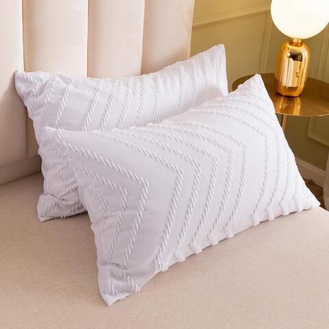 Deals For Less Luna Home - Without filler 6 pieces king size, Patchwork zigzag pattern plain white color , Bedding Set
