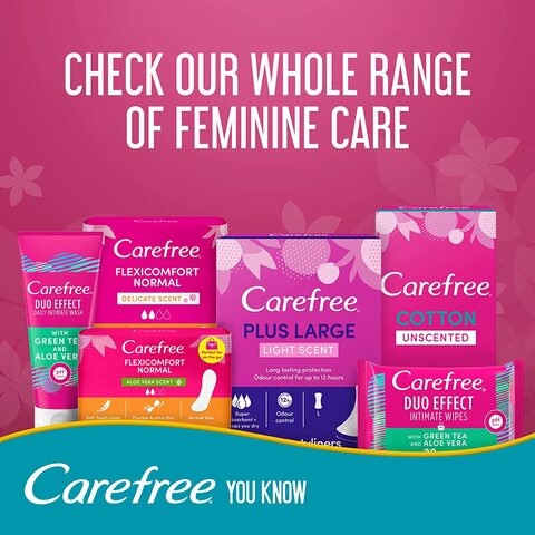 Carefree Daily Panty Liners, Cotton, Unscented, Pack Of 34