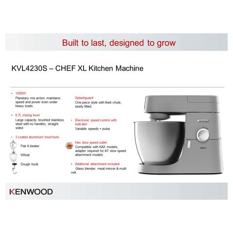 Kenwood Chef Kitchen Machine 1200W KVL4230S Grey