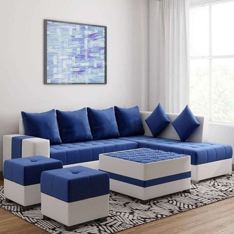 sofa combination modern minimalist living room corner size apartment type suit sofa furniture direct(blue)