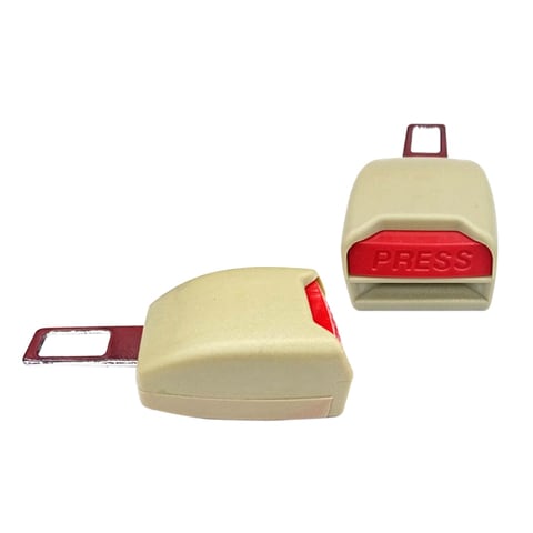 2-piece Car Seat Belt Lock Safety Belt Buckle Bayonet Insert With Extension  Connector Accessories (beige)