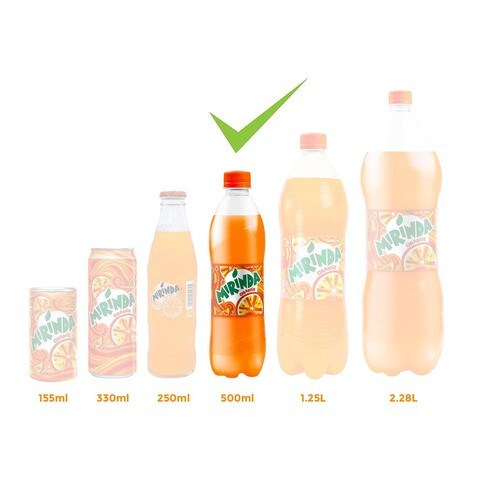 Mirinda Orange Flavoured Carbonated Soft Drink 500ml Pack of 12