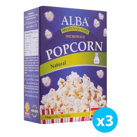 Alba Natural Microwave Popcorn 80 gr (Pack of 3)