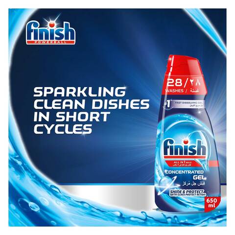Finish All in One Max Dishwasher Concentrated Gel, Shine &amp; Protect with Glass Protect Action - 650 ml