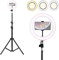 UK Plus Selfie Ring Light With Tripod Stand, Led 3 Light Modes Ringlight With Cell Phone Holder, 10 Inch Inner USB Selfie Ring Light For Youtube Video And Live Makeup/Photography (60 Cm)