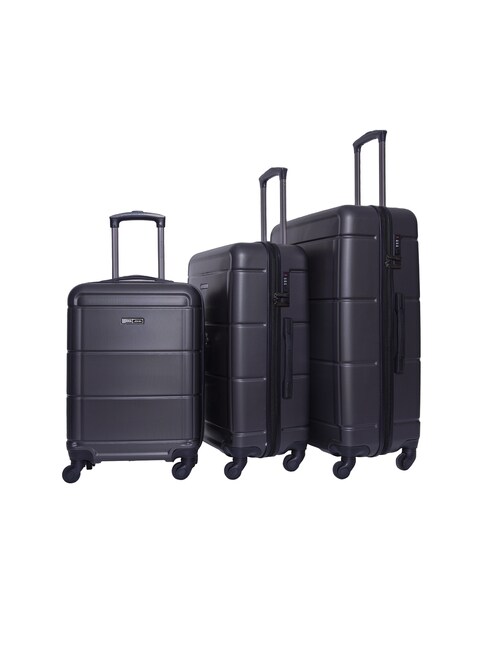 PARA JOHN  3-Piece Hard Side ABS Luggage Trolley Set 20/24/28 Inch Black