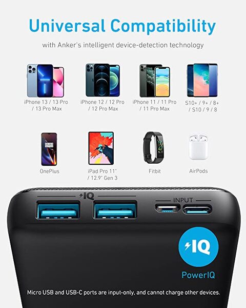 Anker Power Bank, PowerCore Essential 20000mAh Portable Charger With PowerIQ Tech And USB-C, Portable Charger, Anker Charger, Battery Pack Compatible With iPhone, Samsung, iPad, And More