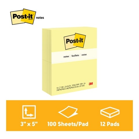 Buy 3M Post-it Notes 655 Canary Yellow 3x5inch 100 PCS Online