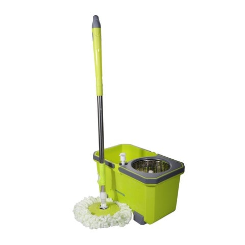 Royalford Rf9595 Mop And Bucket Set - Modern Spin 360 Degree Spinning Mop Bucket Home Cleaner, Extended Easy Press Stainless Steel Handle And Easy Wring Dryer Basket For Home Kitchen Floor Cleaning