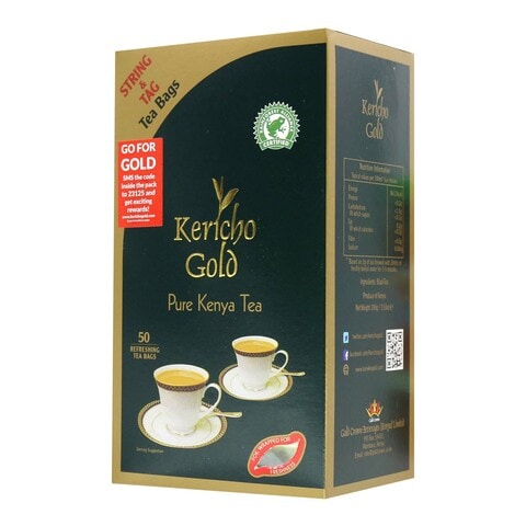 Kericho Gold Pure Kenya String Tea Bags 2g x Pack of 50