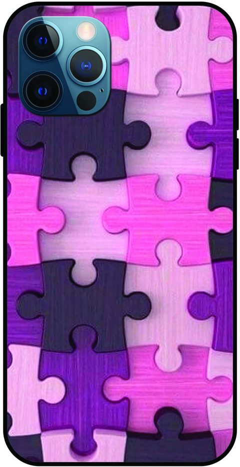 Theodor - Apple iPhone 12 Pro Max Case Pink Puzzle Flexible Silicone Cover
