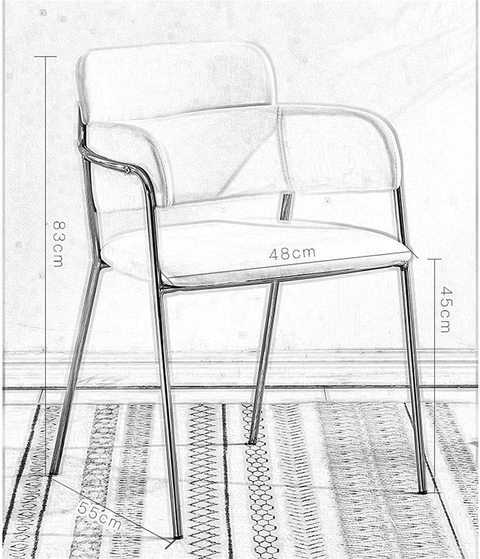 LANNY Wrought Iron Velvet Dining Chair 1080# Dark Green Comfortable Stylish Makeup Arm Chair/Velvet Cushion Soft Breathable Kitchen Chair