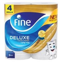 Fine Deluxe Toilet Tissue Roll 140 Sheets X 3 Ply 4 Rolls