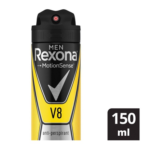 REXONA Men Antiperspirant Deodorant Spray, 72 Hour Sweat &amp; Odor Protection*, V8, With Motionsense Technology, 150ml