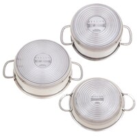 Serenk Modernist Pots and Pans Set, 6 Piece Stainless Steel Cookware Sets, Thick Encapsulated Bottom, Dishwasher Safe, Mirror Polished, Long Lasting, Induction Cookware