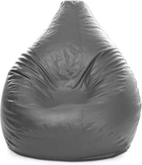 Luxe Decora PVC Bean Bag With Filling (Large, Grey)