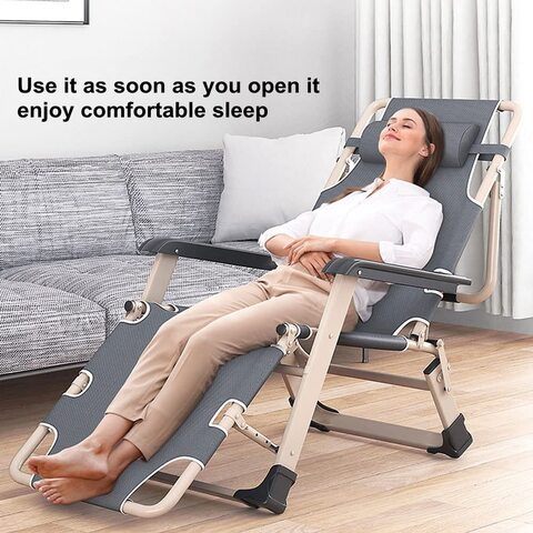 COOLBABY Portable Folding Recliner,Lounge Chair,Outdoor Camping Folding Deck Chair,Household Leisure Noon Break Chair,180 &deg; Adjustment,Single Square Tube No Support