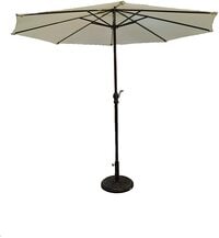 Generic Cream Colour Dia. 250cm Central Pole Umbrella With Base Outdoor Garden Furniture