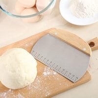 2 Pieces Stainless Steel Bench Scraper with Wooden Handle, Multi-use Dough Scraper Cutter for Home Kitchen and Cooking, Baking BBQ