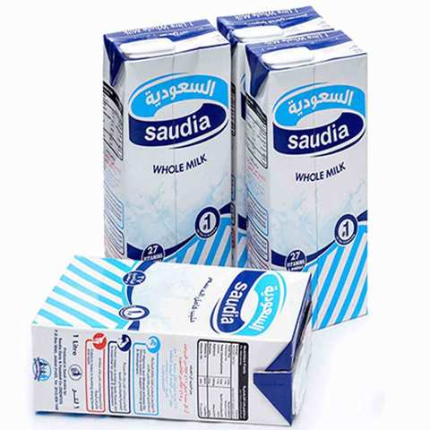 Saudia Milk Whole Fat 1 Liter 4 Pieces