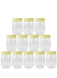 ALSAQER 12-Pieces (300 ml) Plastic Spice Storage Pet Jar -Sunpet Round Clear Jars with lid-Plastic Transperent Pet Bottles