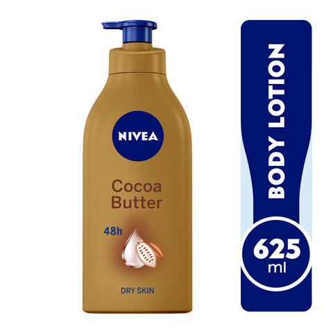 NIVEA Body Lotion Moisturizer for Dry Skin, 48h Moisture Care, Cocoa Butter Vitamin E, 625ml