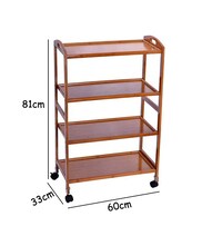 LINGWEI Wooden Food Serving Cart Kitchen Food Serving Trolley Rolling Storage Cart With Wheels Bar Serving Cart Mobile Kitchen Serving Cart Rolling Storage Cart 4-Tier