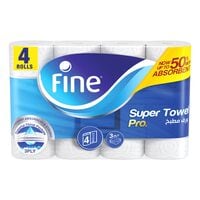 Fine Kitchen Tissue Roll Super Towel Pro 60 Sheets X 3 Ply 4 Rolls