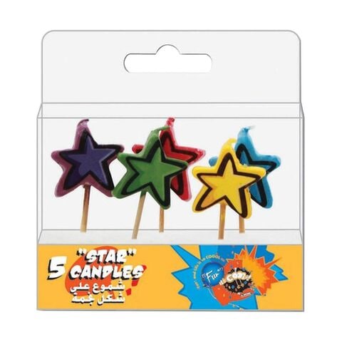 Fun Birthday Special Star Candle Multicolour Pack of 5
